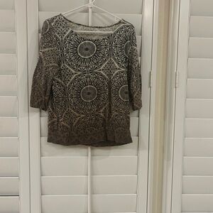 Sonoma Black and White Boxy 3/4 Sleeve Blouse